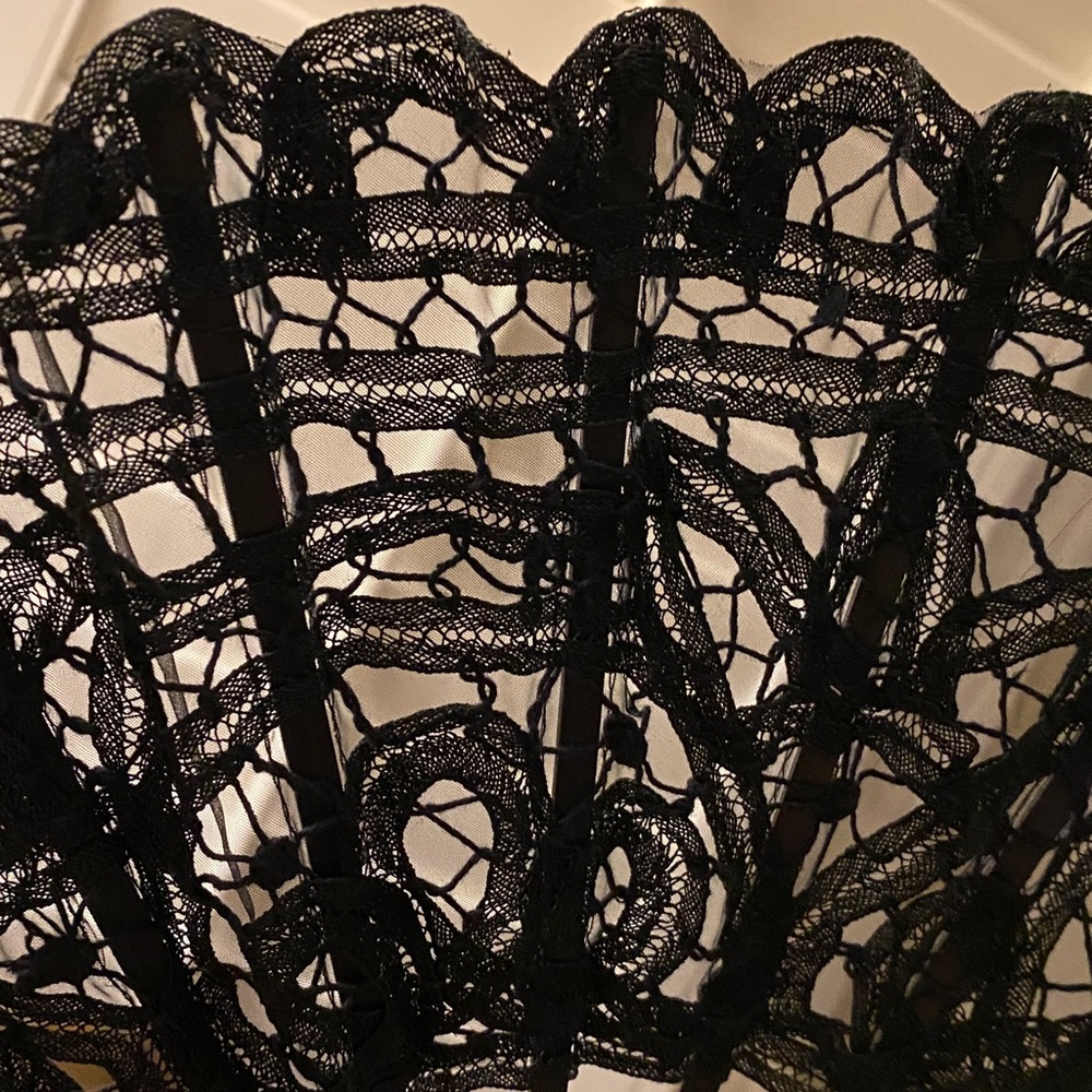 Large Black Battenberg Lace Hand Fan - Picture 4 of 5